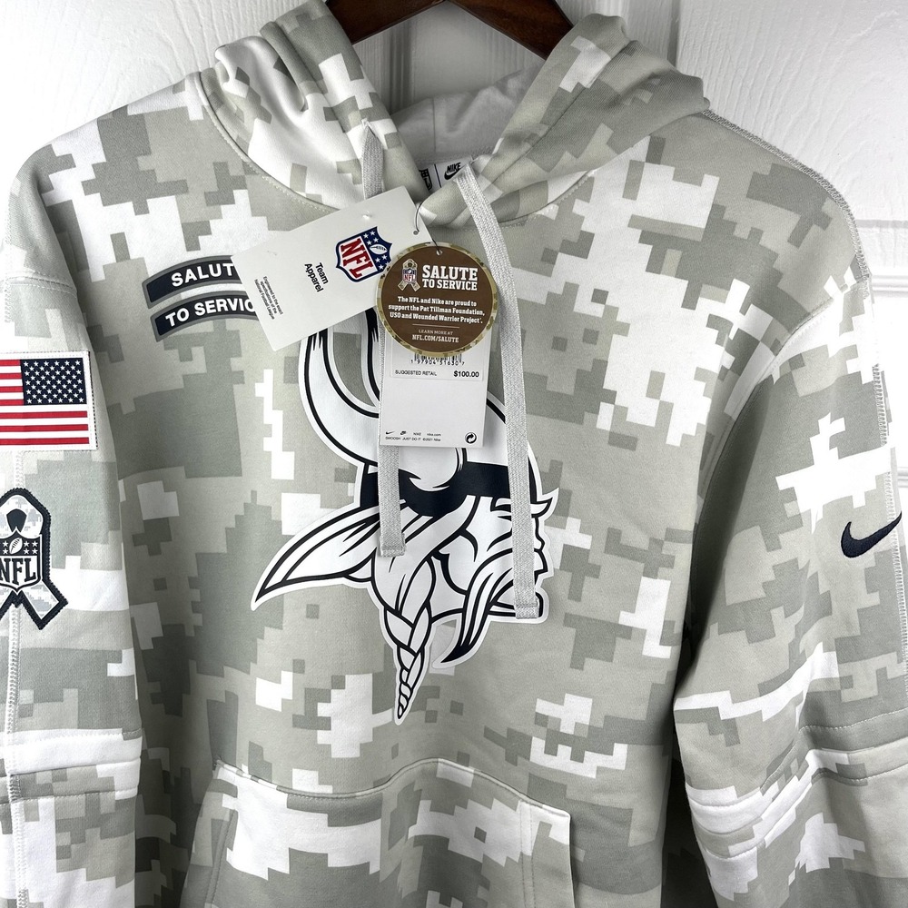 Minnesota Vikings Nike Hoodie Mens Small Gray Salute To Service 2024 Arctic NEW‎